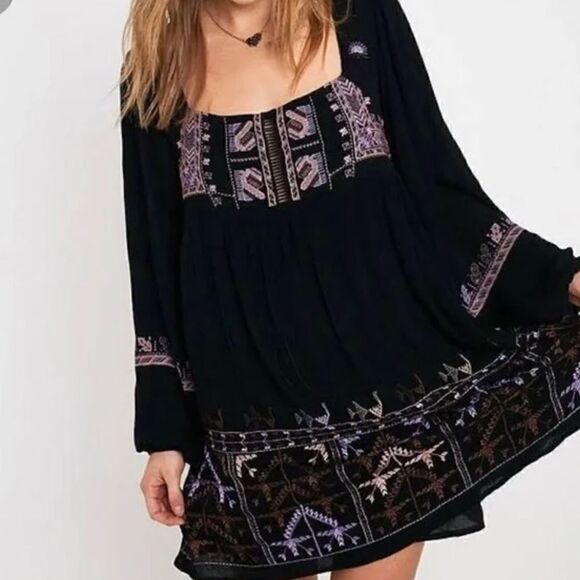 Free People Rhiannon Mini Dress 👗 oversized XS - Picture 1 of 7